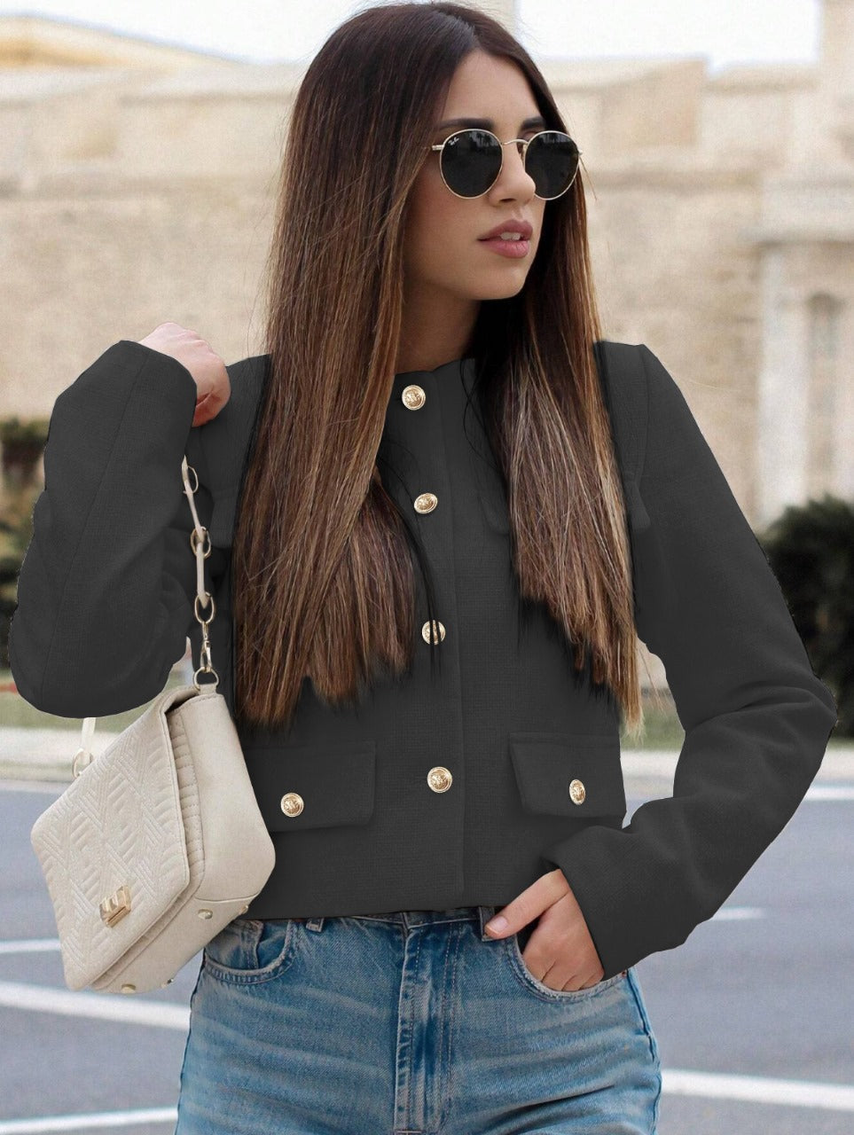 Dark Grey Wool Old Money Style Jacket